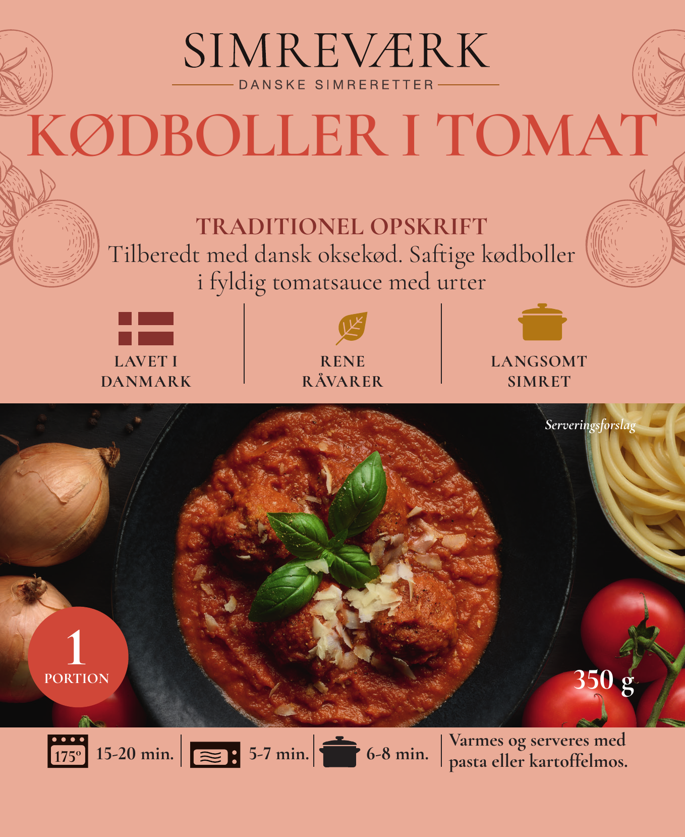 Emballage til Simreværk Kødboller i tomat 350 g